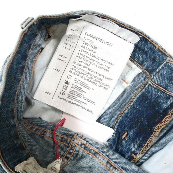 Current/Elliott The Stiletto Jeans in Denim Leopard Destroy Size 26 NWT $238 - Picture 12 of 12